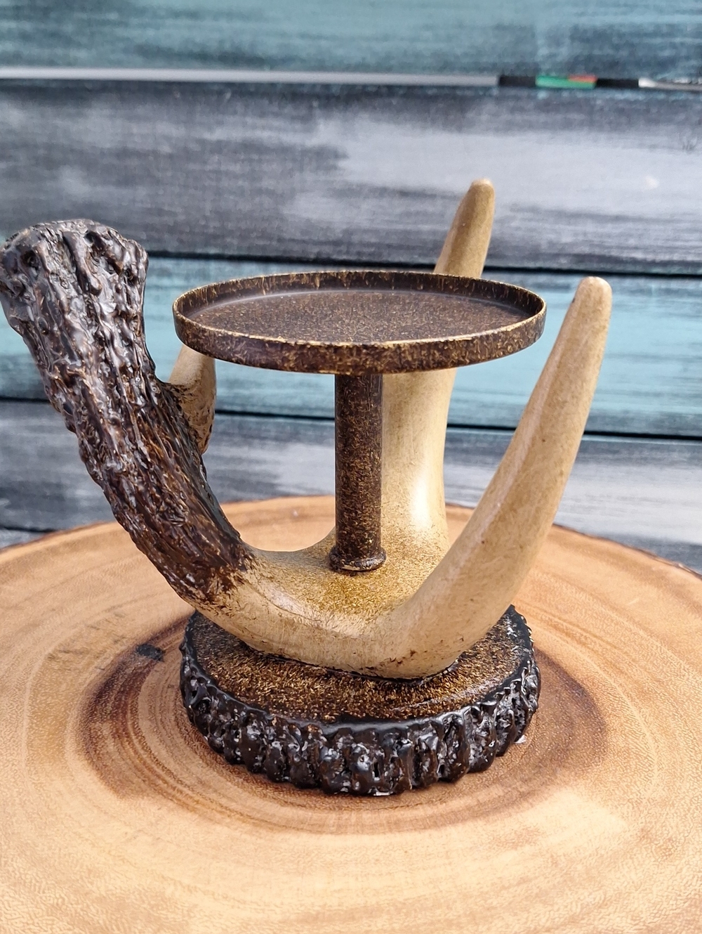#ADN Antler-Inspired Decorative Pedestal Candle Holder Stand in Brown and Tan